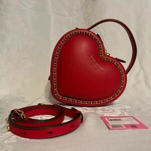 Kate Spade Lingonberry Amour smooth leather 3D heart handbag with gold accents